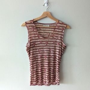 Vintage Beecher's Brook striped floral mesh top